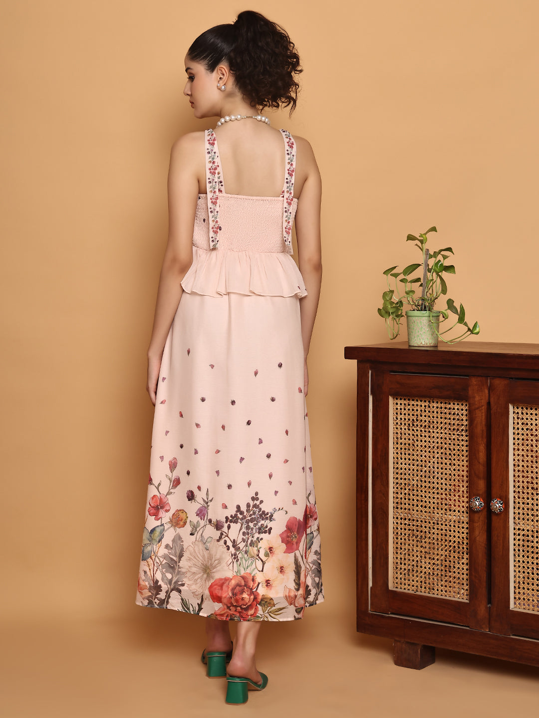 Floral Border Print Midi Dress