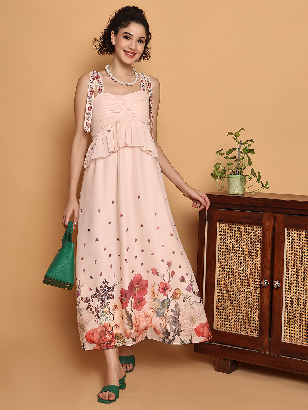 Floral Border Print Midi Dress