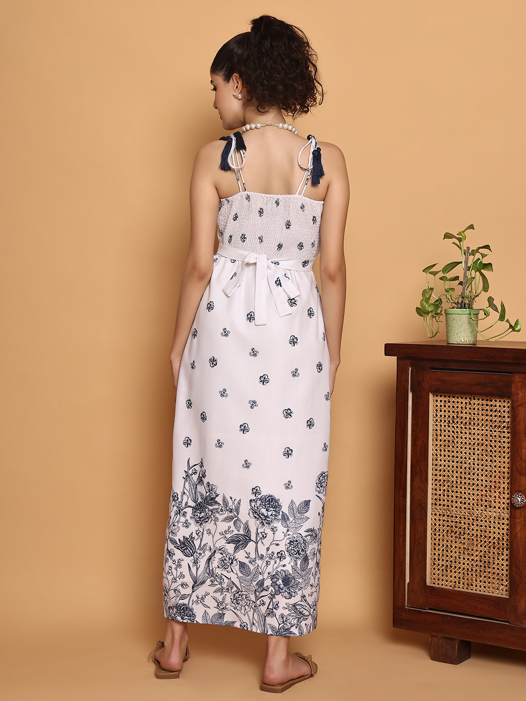 Summertime floral white strappy dress
