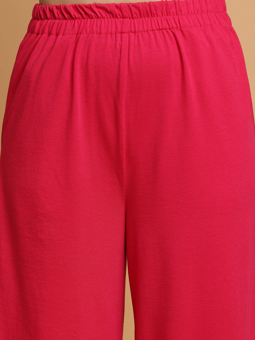 Pink Contrast Collared T-shirt with Lower