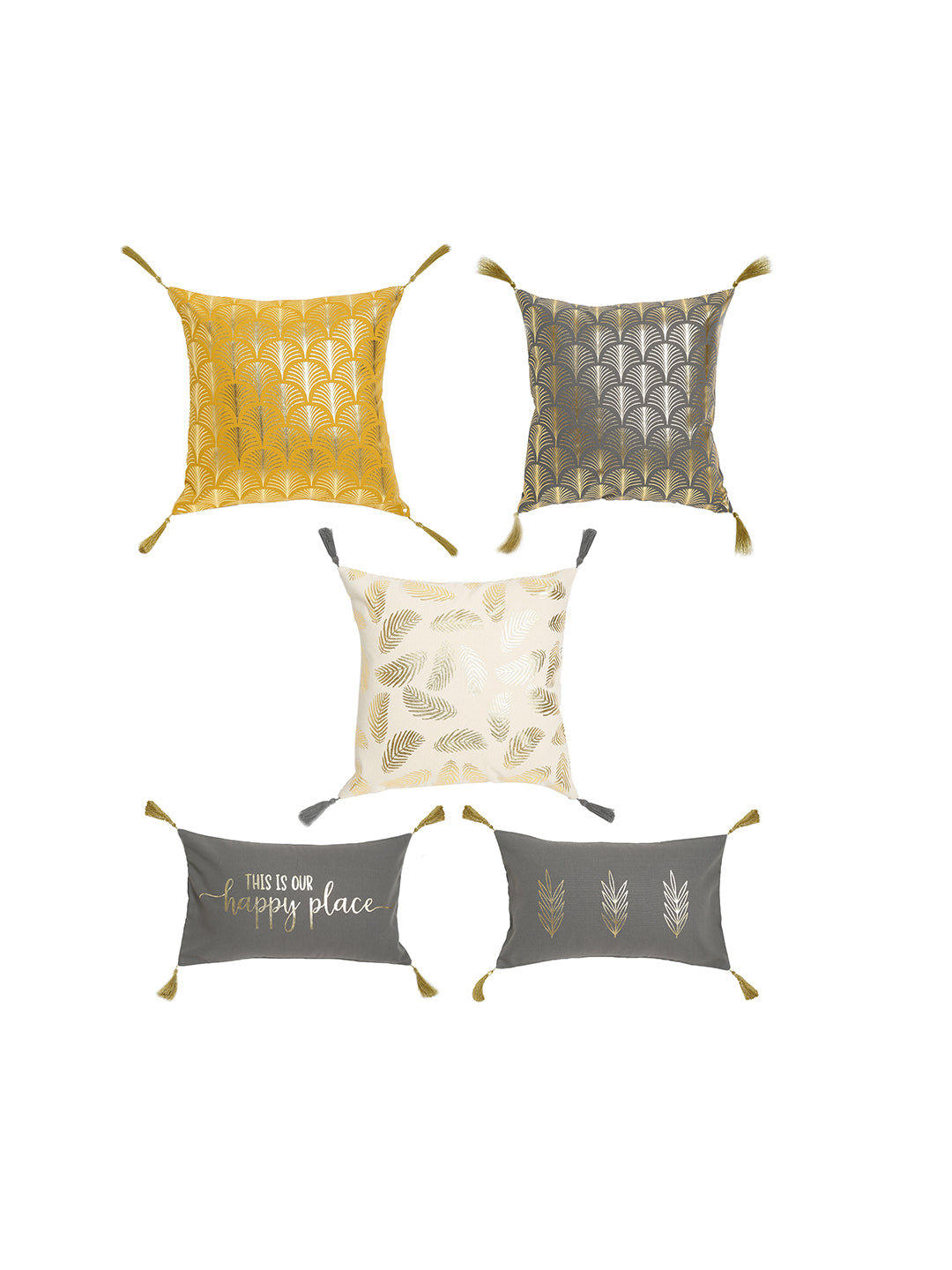 Blanc9 Set of 5 Happy Place 40x40 CM Cushion Cover