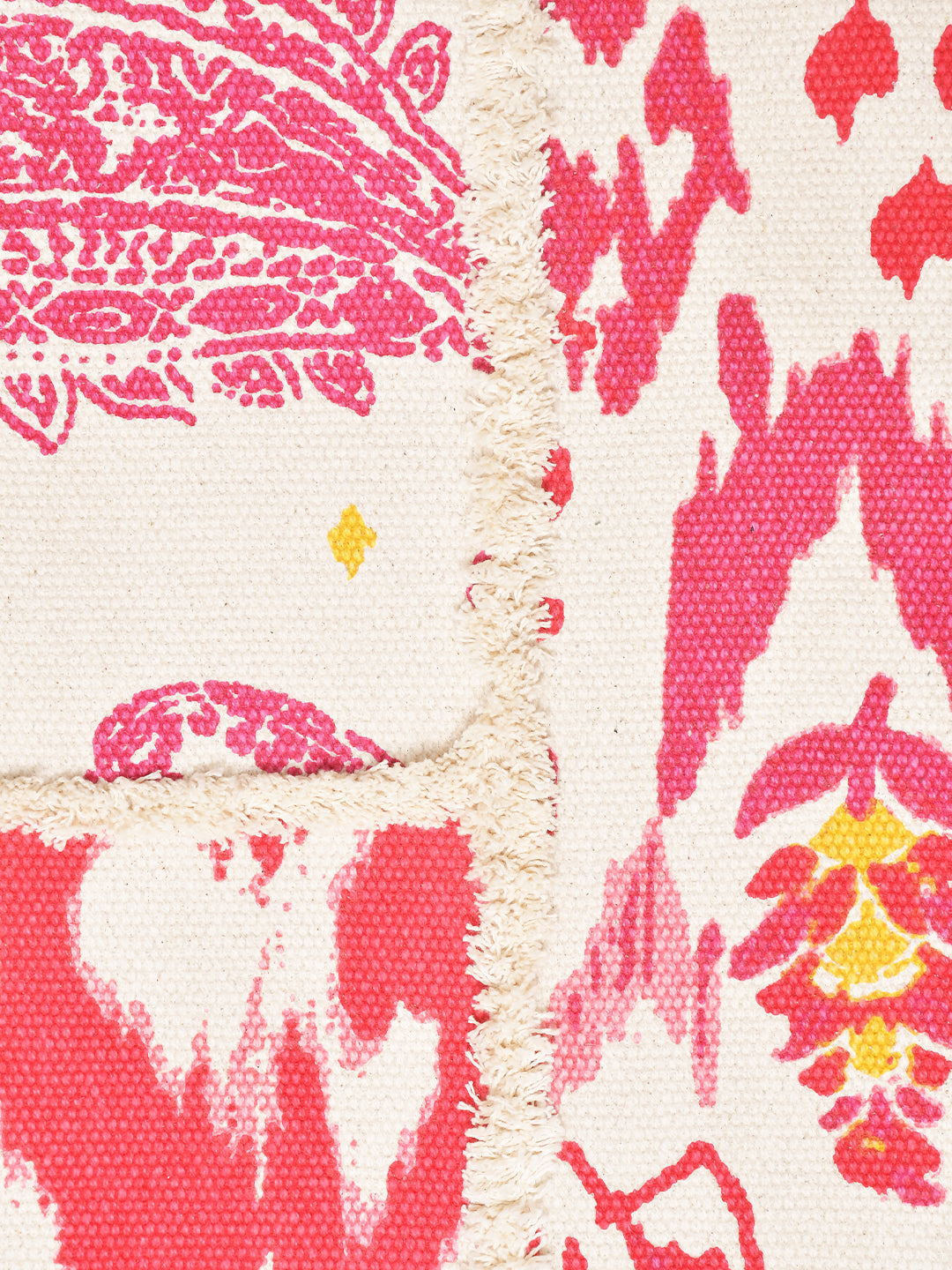 Blanc9 Garden of Ikat Pink Coloured 4'x5.5' Cotton Printed Carpet
