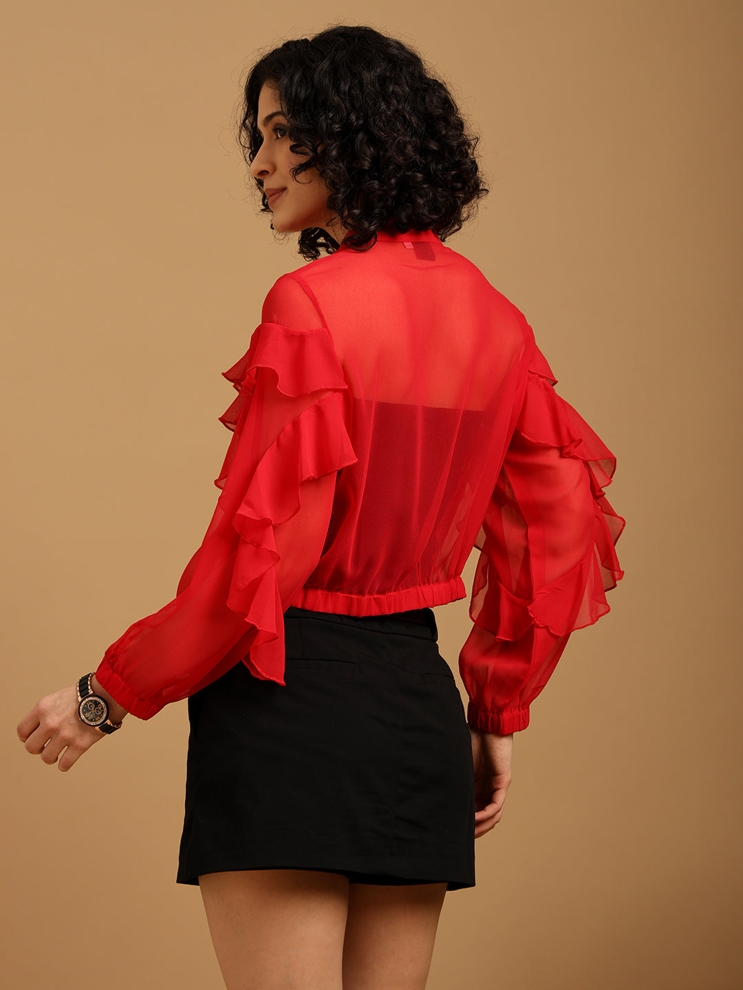 Frilly Red Sheer Jacket