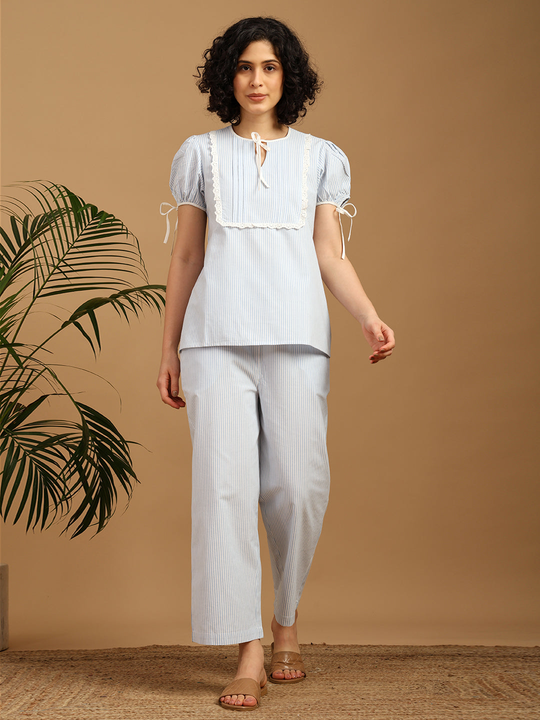 Sky Blue Nightwear with Stripes variation