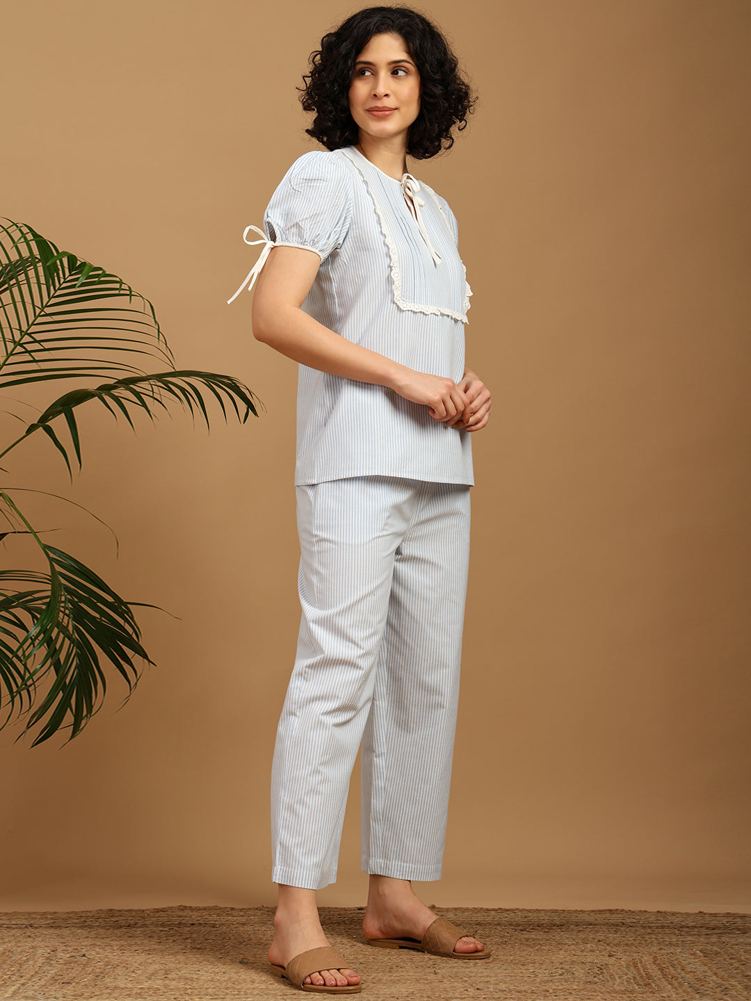 Sky Blue Nightwear with Stripes variation