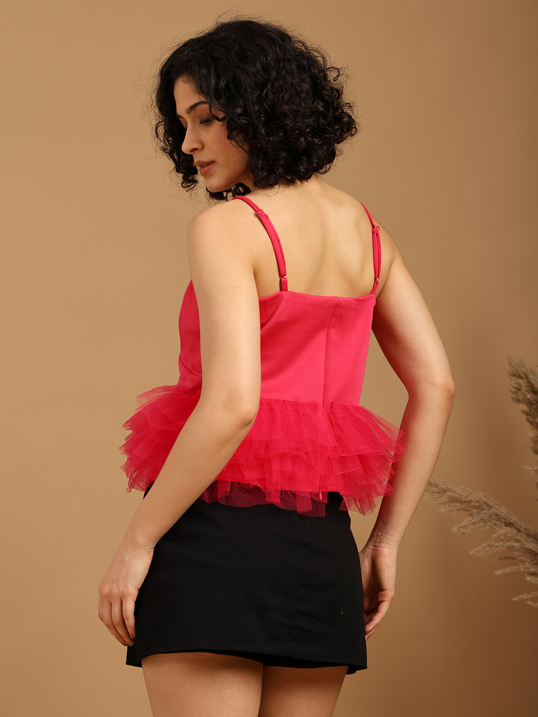 Pink Tulle Strappy Top