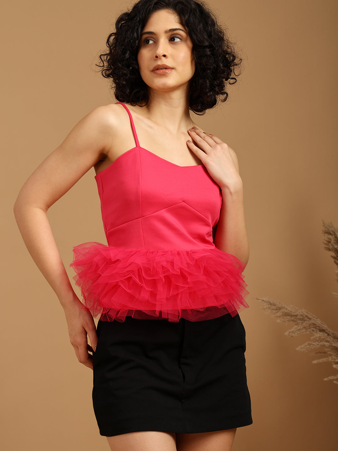 Pink Tulle Strappy Top