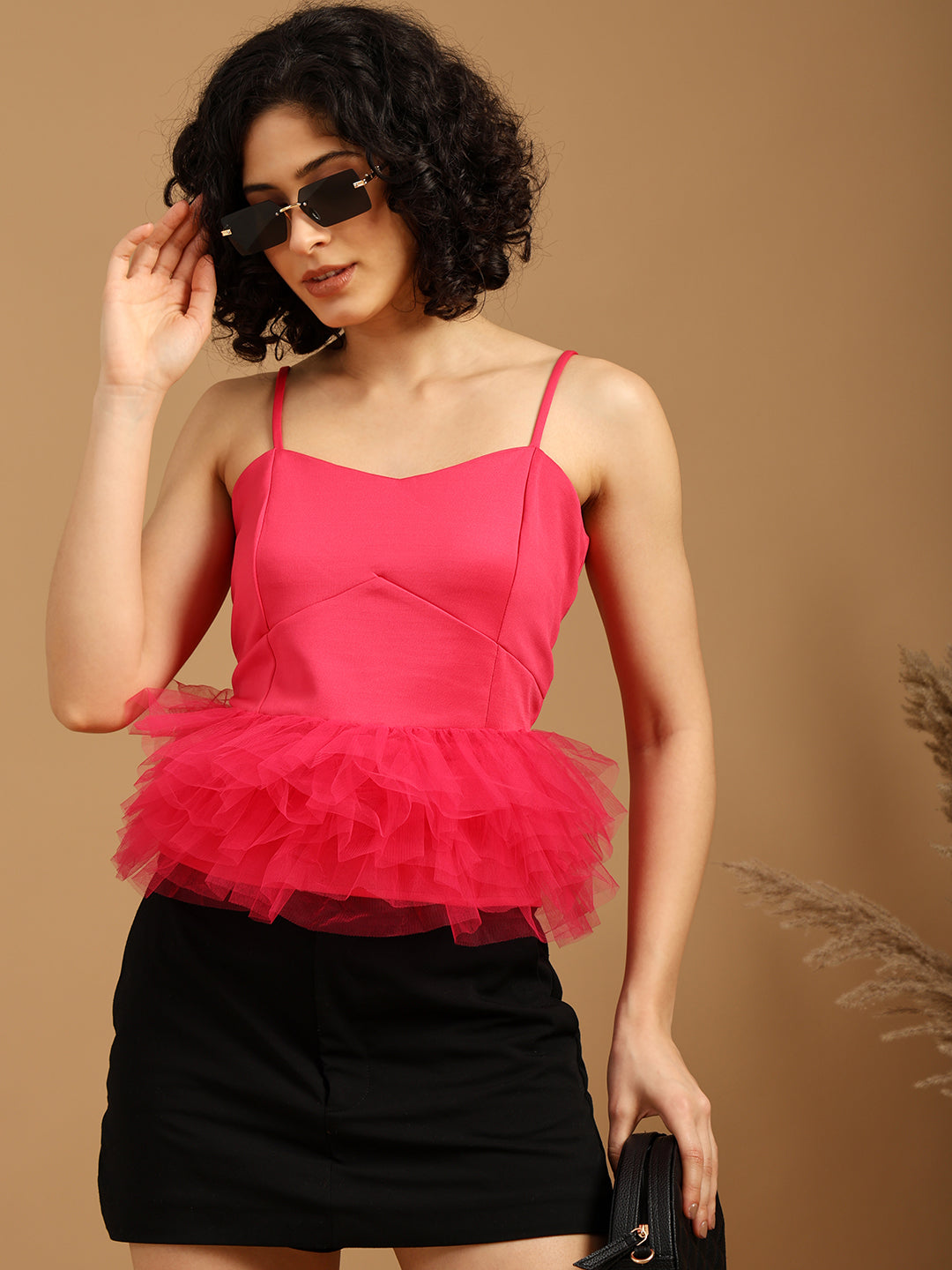 Pink Tulle Strappy Top