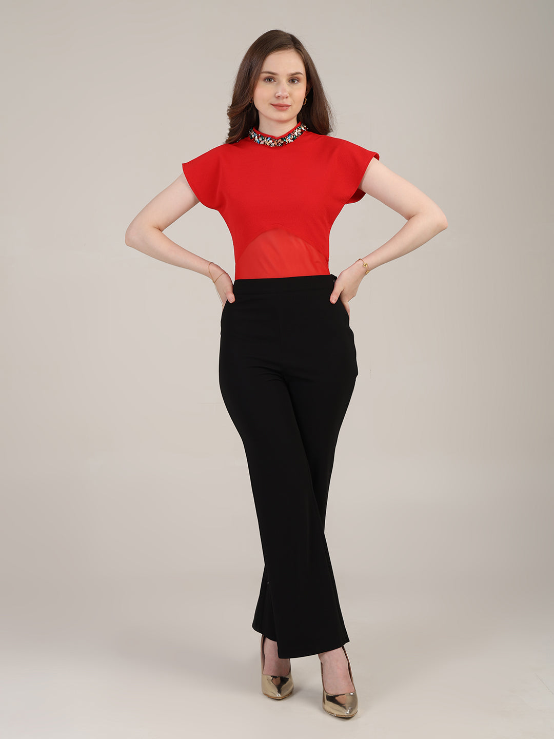 Red Party Ready Bodysuit Top