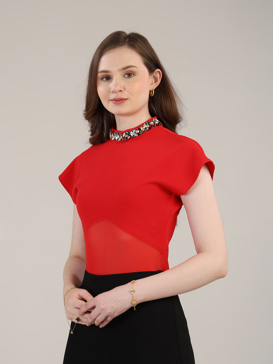 Red Party Ready Bodysuit Top