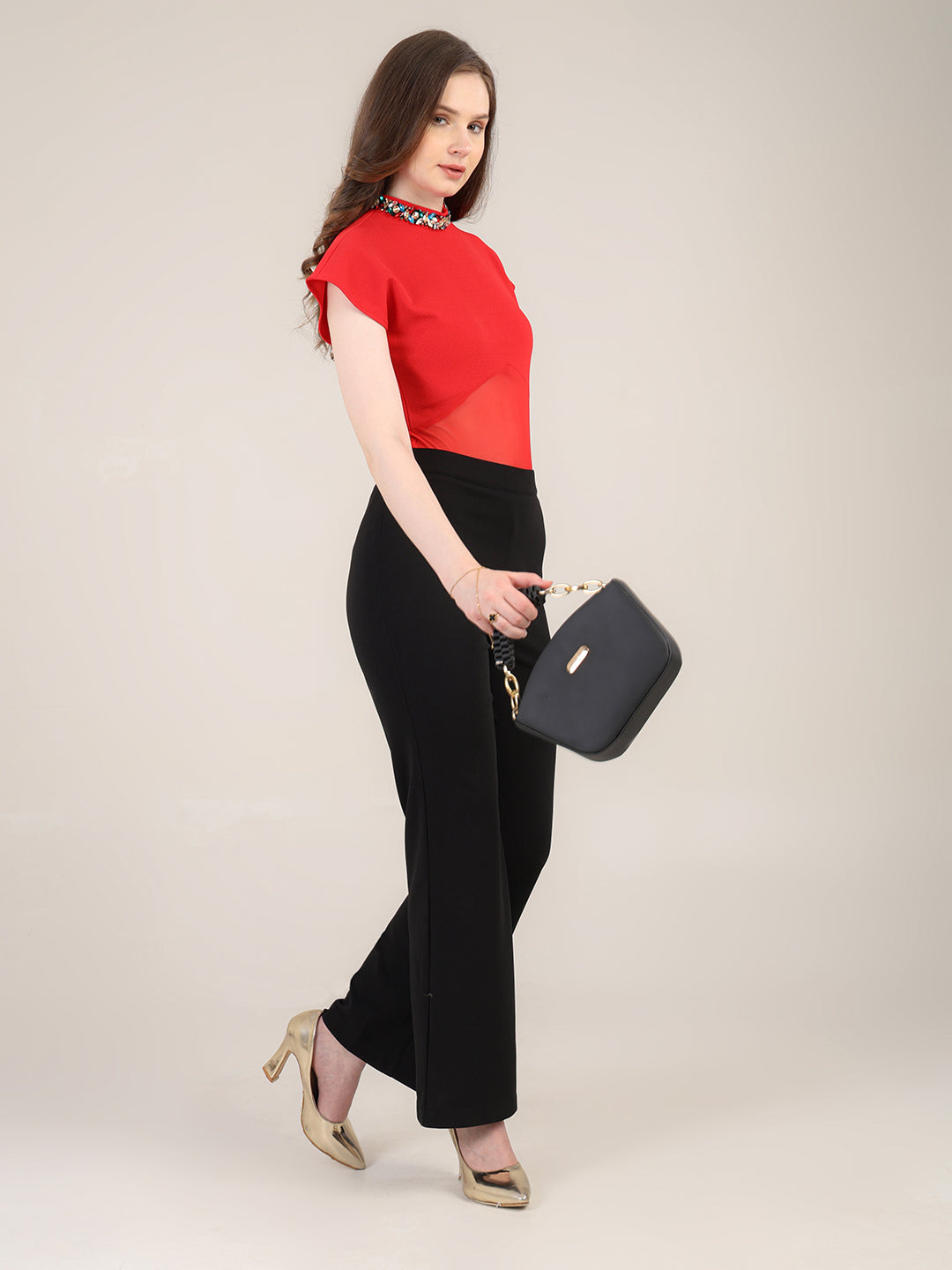 Red Party Ready Bodysuit Top