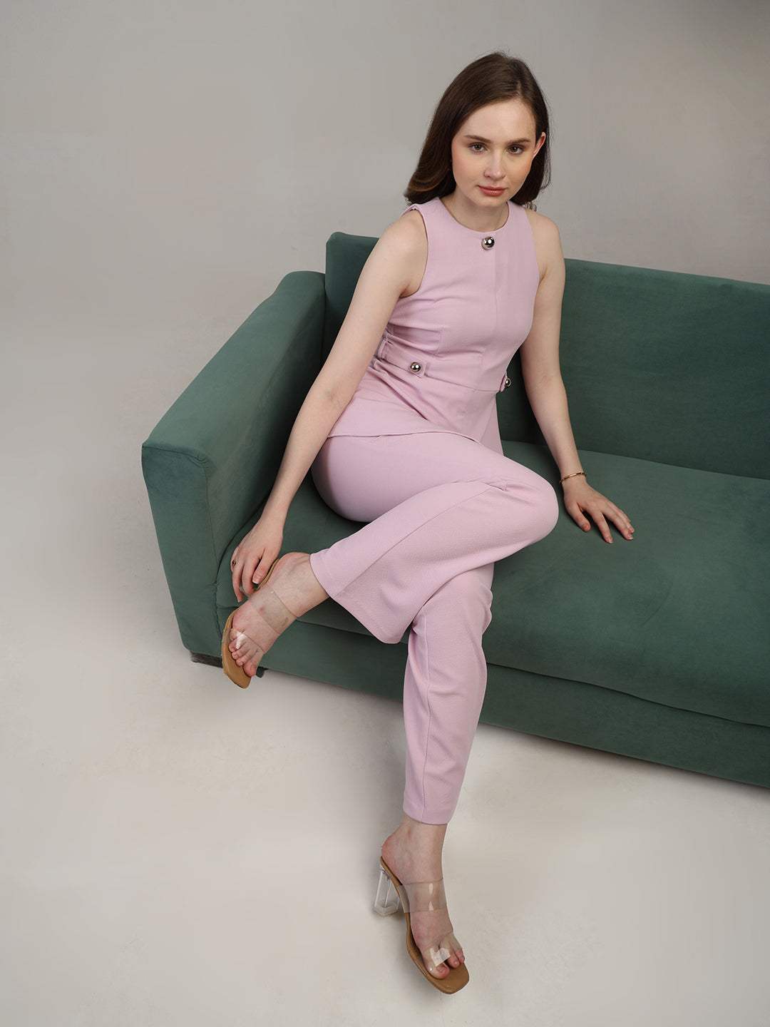 Lilac peplum top- trousers set