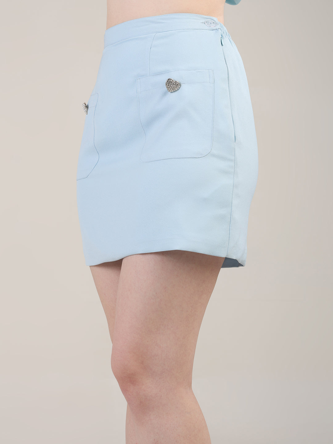 Blue skort Set with fancy button