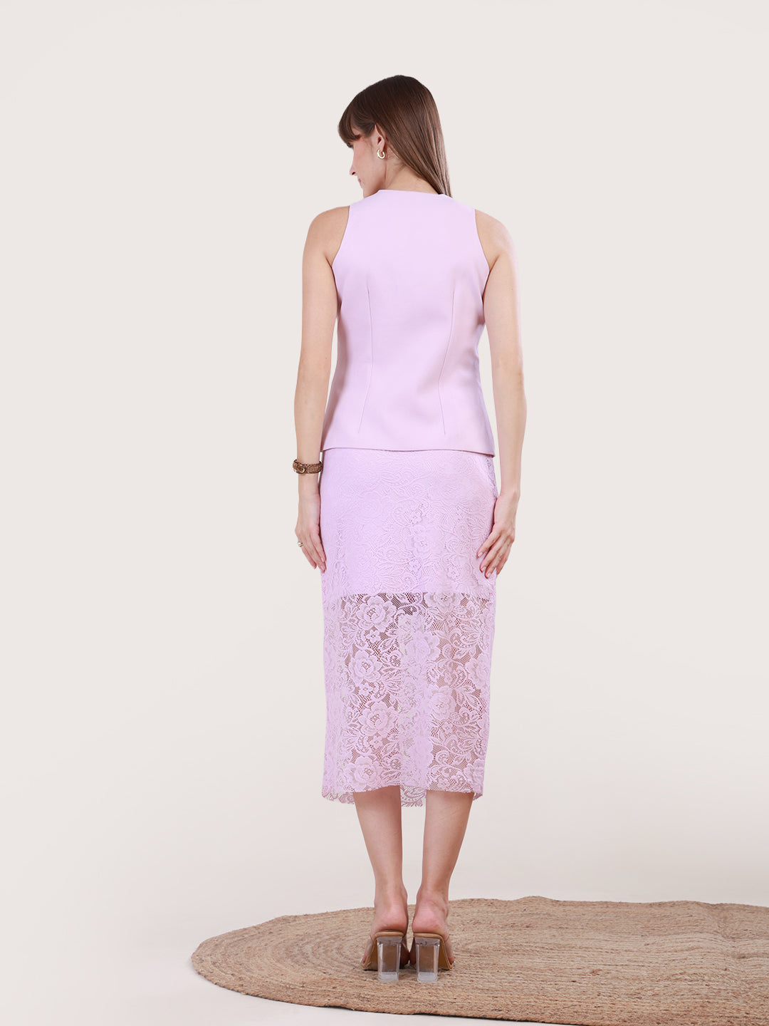 Lilac Loomed Luxury Skirt Set for Women