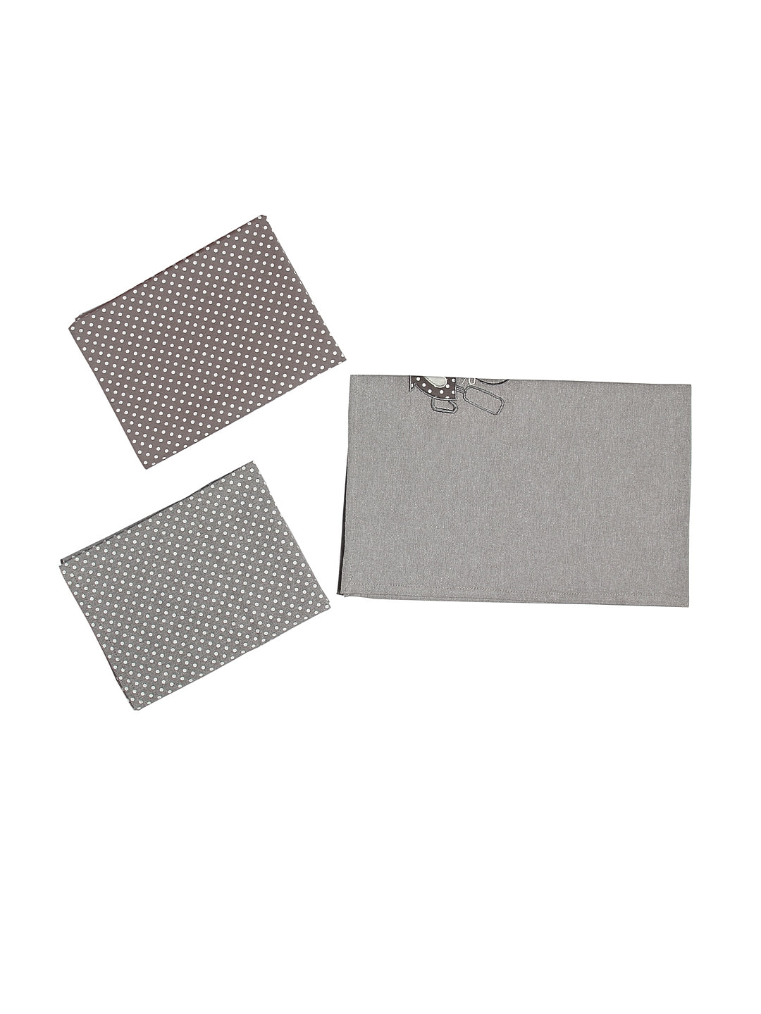 Blanc9 Set Of 3 Chambray Embroidered & Printed Kitchen Towel