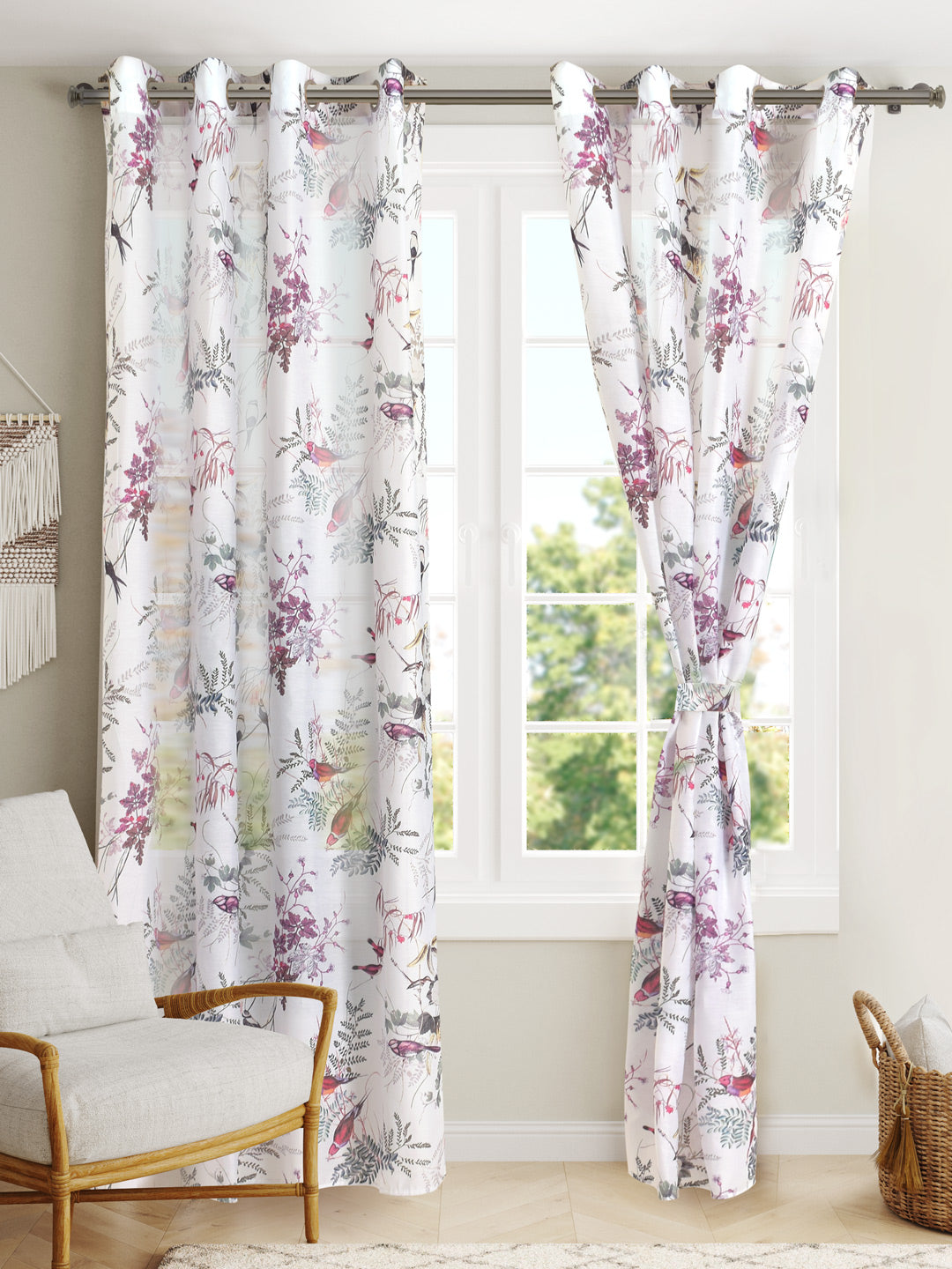 Blanc9 Ava 7ft. Set of 2 Printed Sheer Curtains