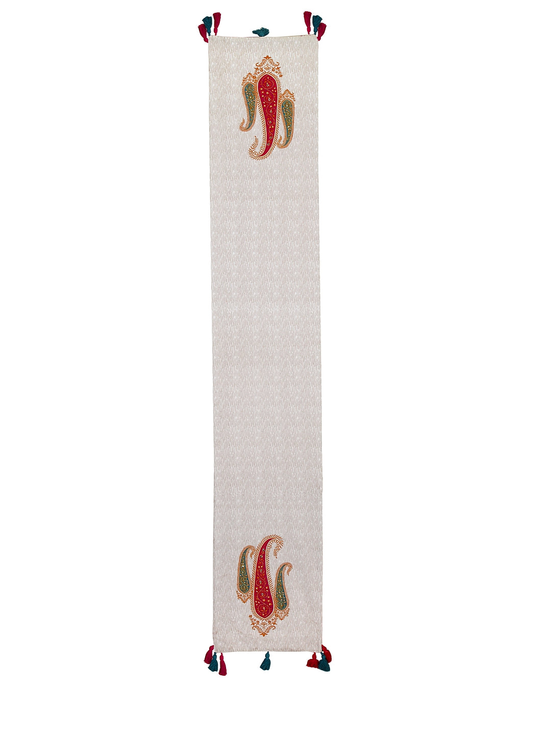 Blanc9 Traditional Paisley Hand Embroidered 4/6 Seater Cotton Table Runner