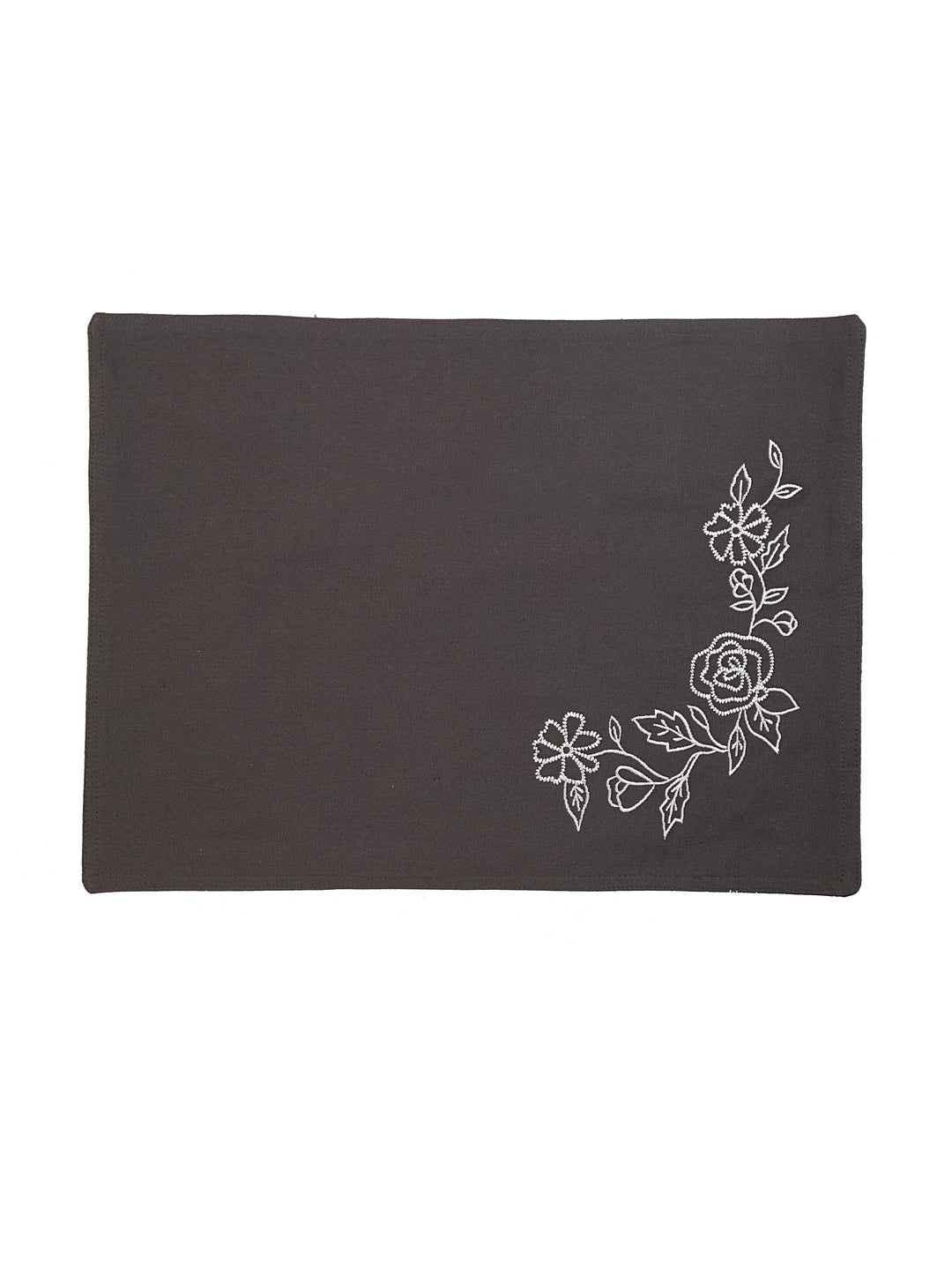 Set of 8 White Rose Embroidered Placemats