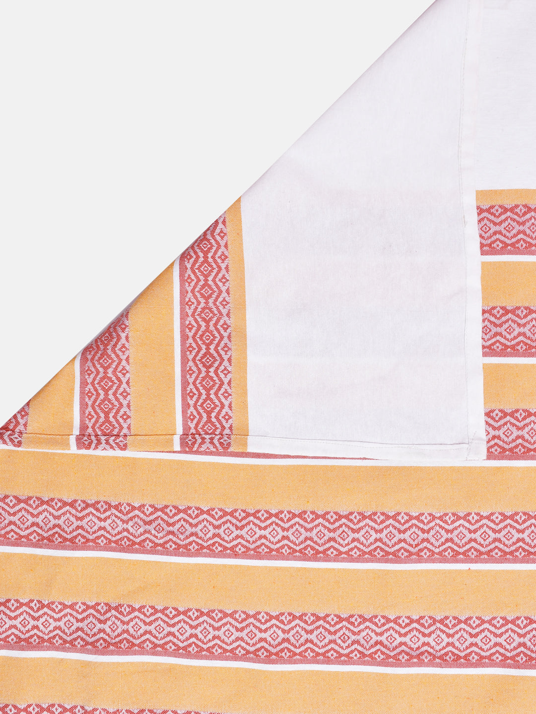 Blanc9 Sunrise Jacquard Orange Cotton Double Bedsheet with Pillows