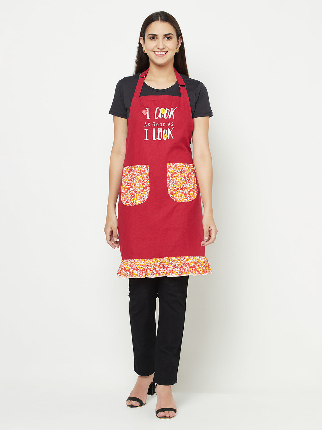 Blanc9 Crimson Bloom Apron