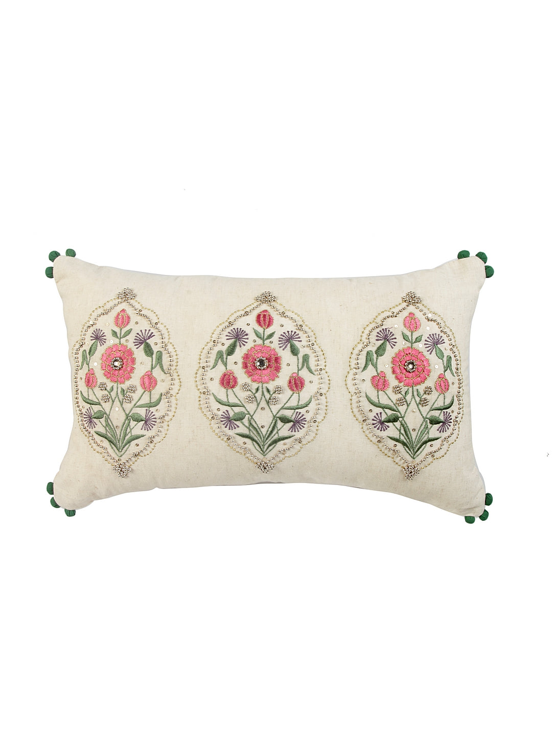Blanc9 Bead Embroidery Cushion Cover with Filler 30x50cm