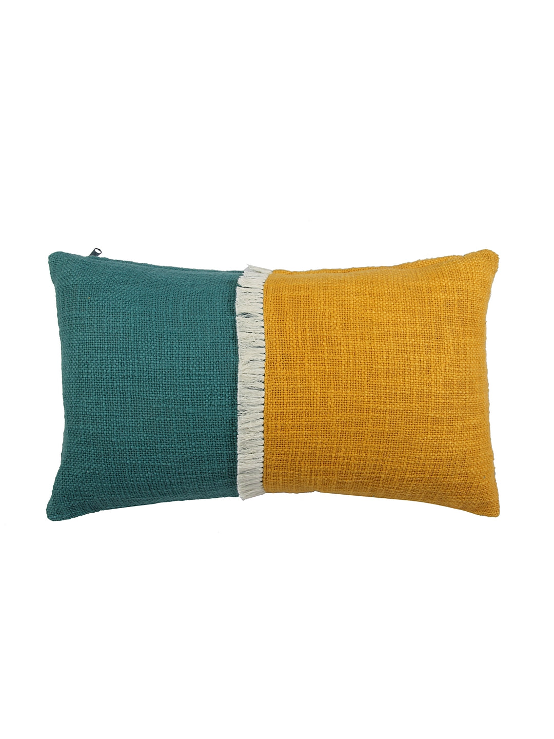 Ochre Peacock Blue Cushion Cover with Filler 30x50cm