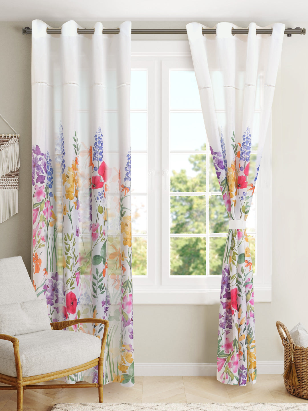 Blanc9 Karla 7ft. Set of 2 Printed Sheer Curtains