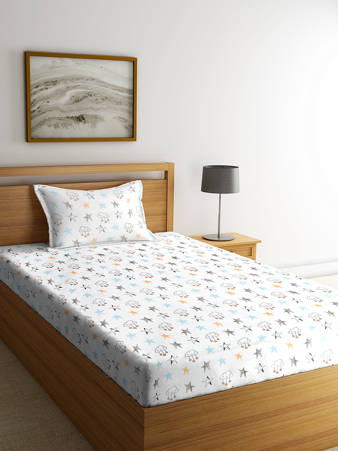 Blanc9 Starry Nights Kids Bedsheet with Pillow Case