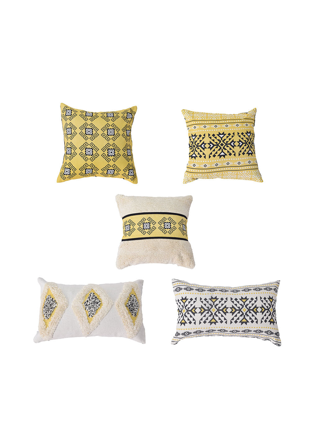 Blanc9 Set of 5 Jaisalmer Square 40X40CM & Rectangle 30X50CM Cotton Cushion Covers