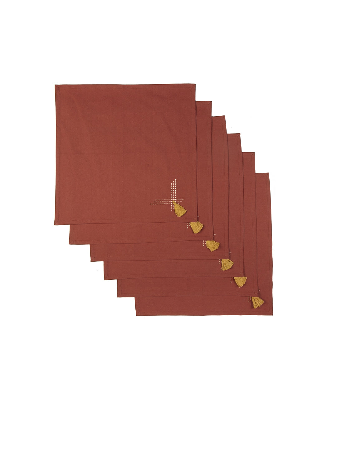 Blanc9 Set of 6 & 8 Frame Tassel Table Napkins