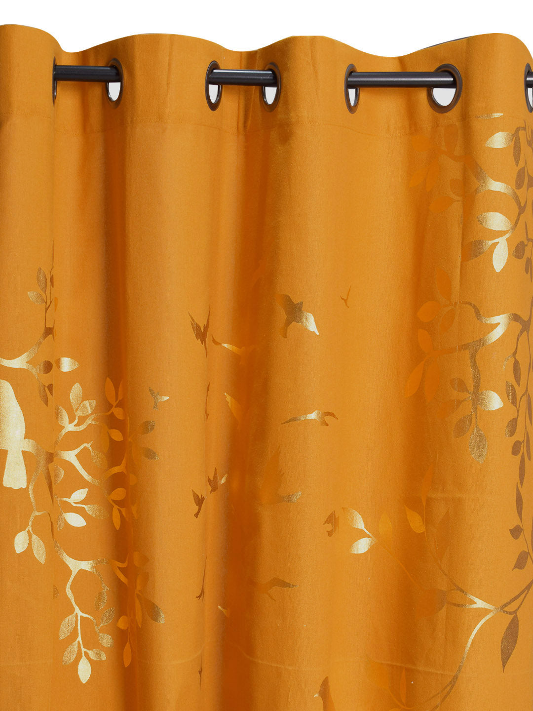 Blanc9 Songbird Yellow 7ft. Set of 2 Foil Printed Curtains