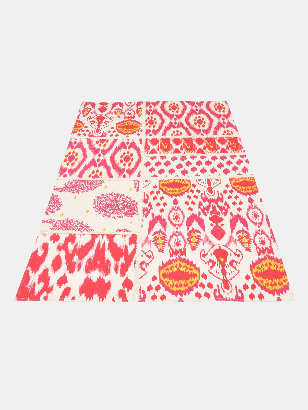 Blanc9 Garden of Ikat Pink Coloured 4'x5.5' Cotton Printed Carpet