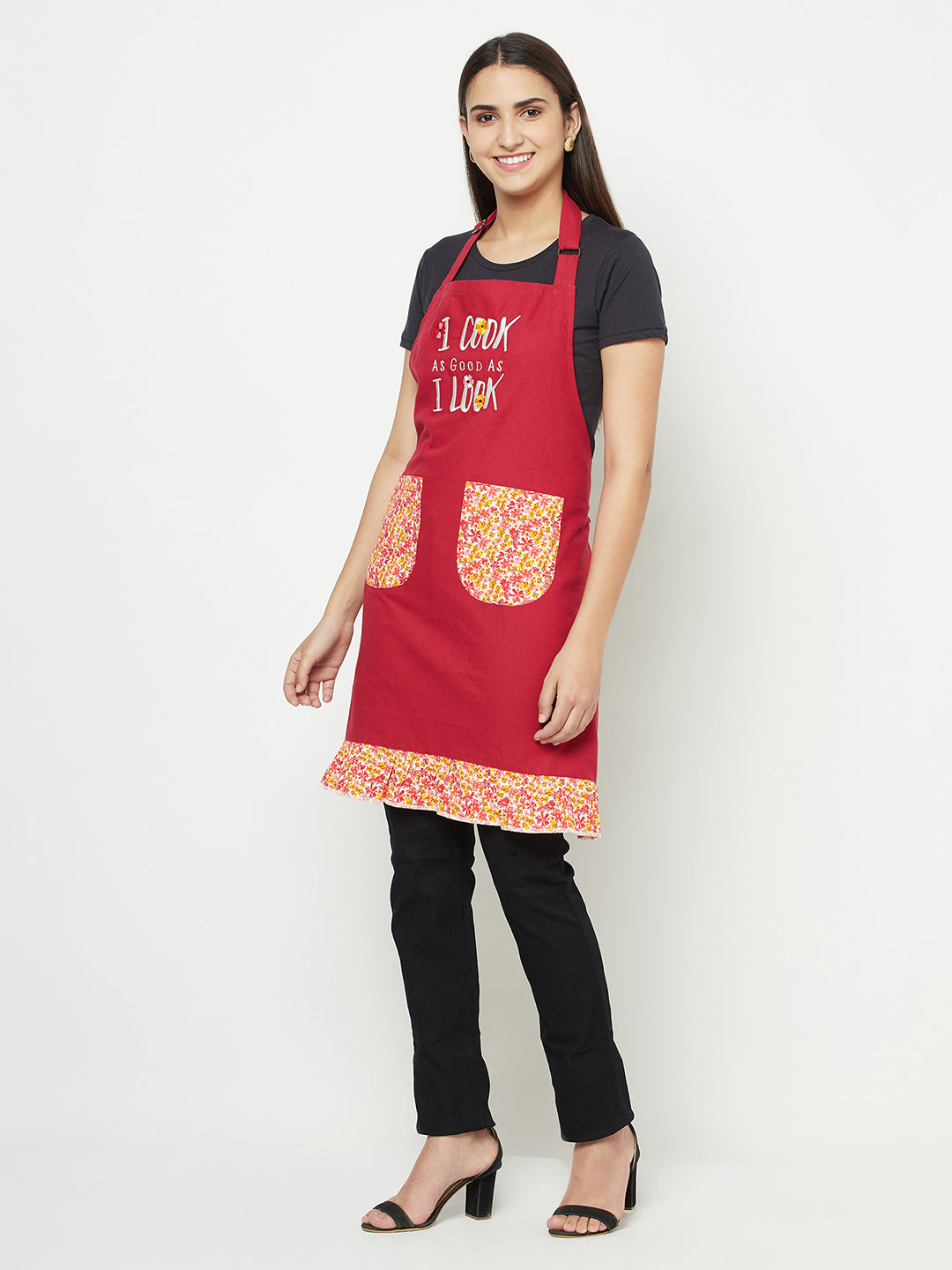 Blanc9 Crimson Bloom Apron