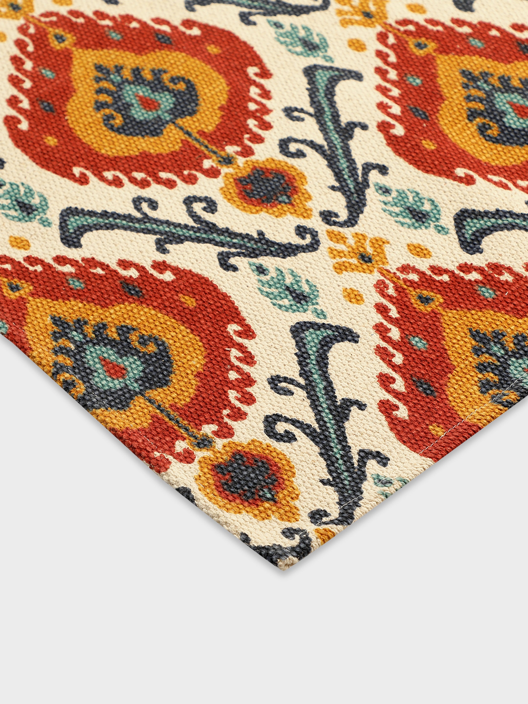 Blanc9 Gul Nilofer "4x5.5"ft. Printed Cotton Carpet