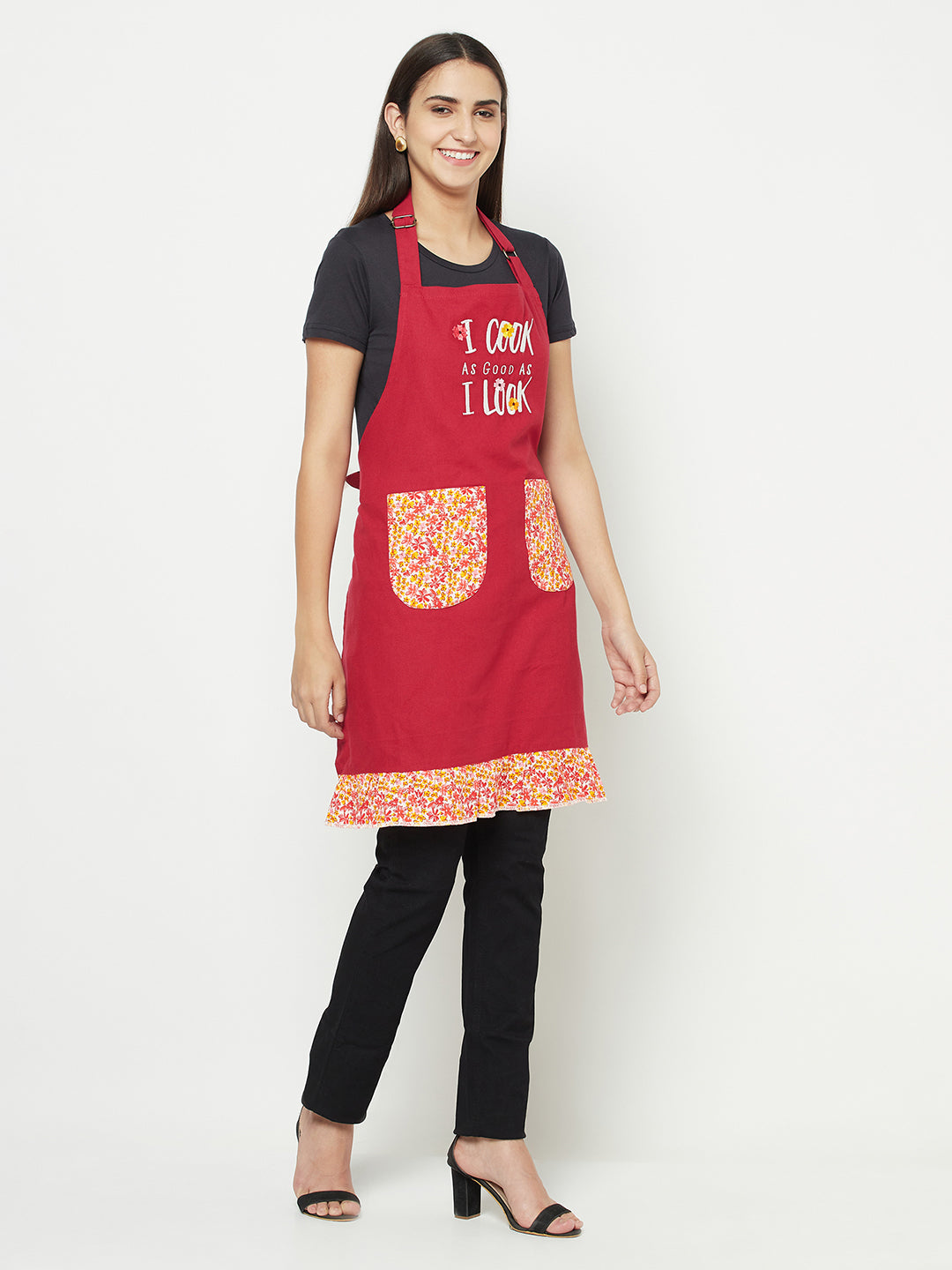 Blanc9 Crimson Bloom Apron