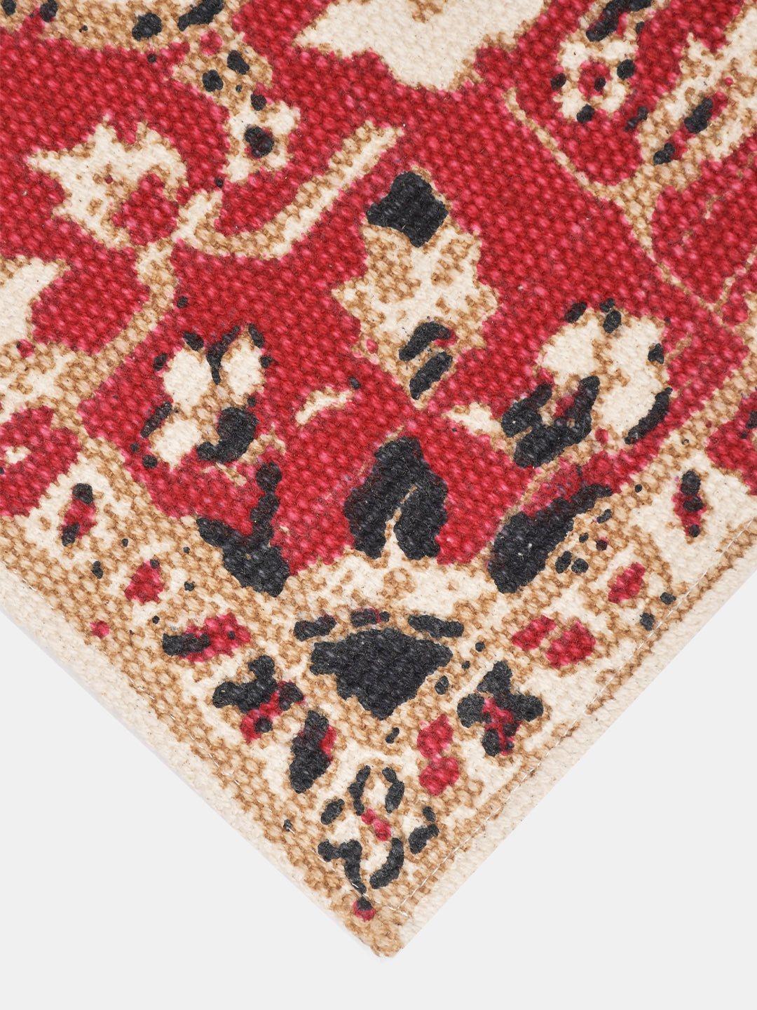 Blanc9 Jodhpur Rusty Red 4'x5.5' Printed Cotton Carpet