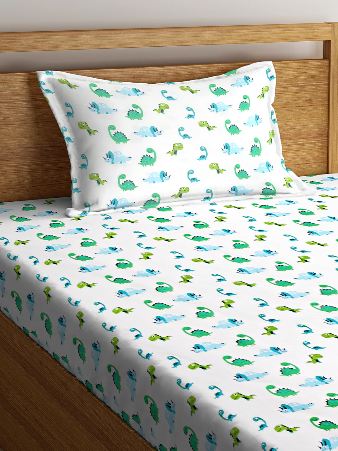Blanc9 Dreamy Dino Kids Bedsheet with Pillow Case