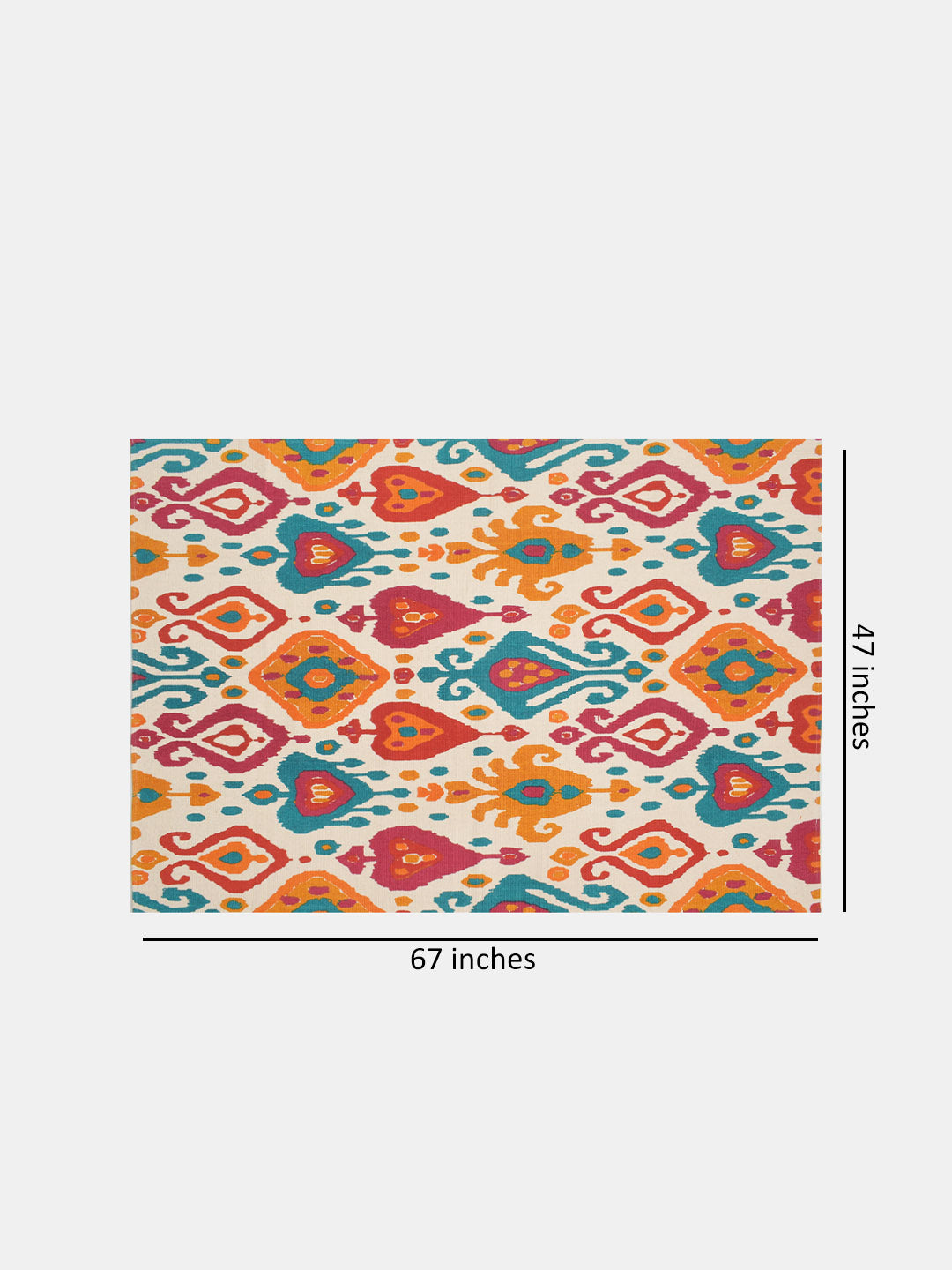 Blanc9 Ecletic Ikat Printed "4x5.5 ft." Cotton Carpet