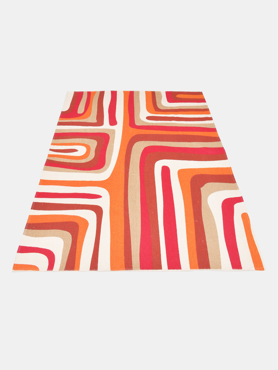 Blanc9 Hurly-Burly Rusty Red 4'x5.5' Printed Cotton Carpet