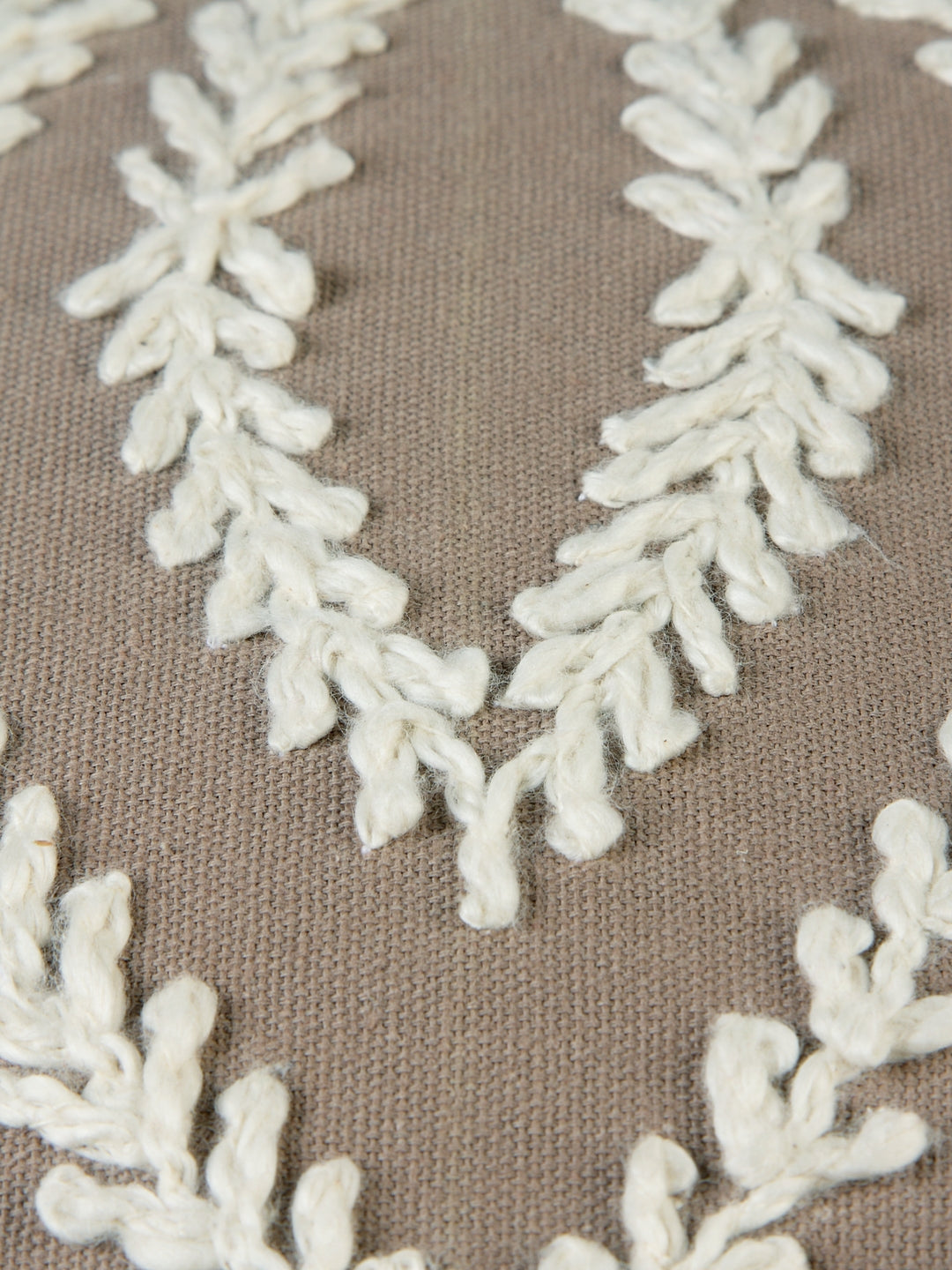 Serene Leaf Hand Embroidery Cushion Cover