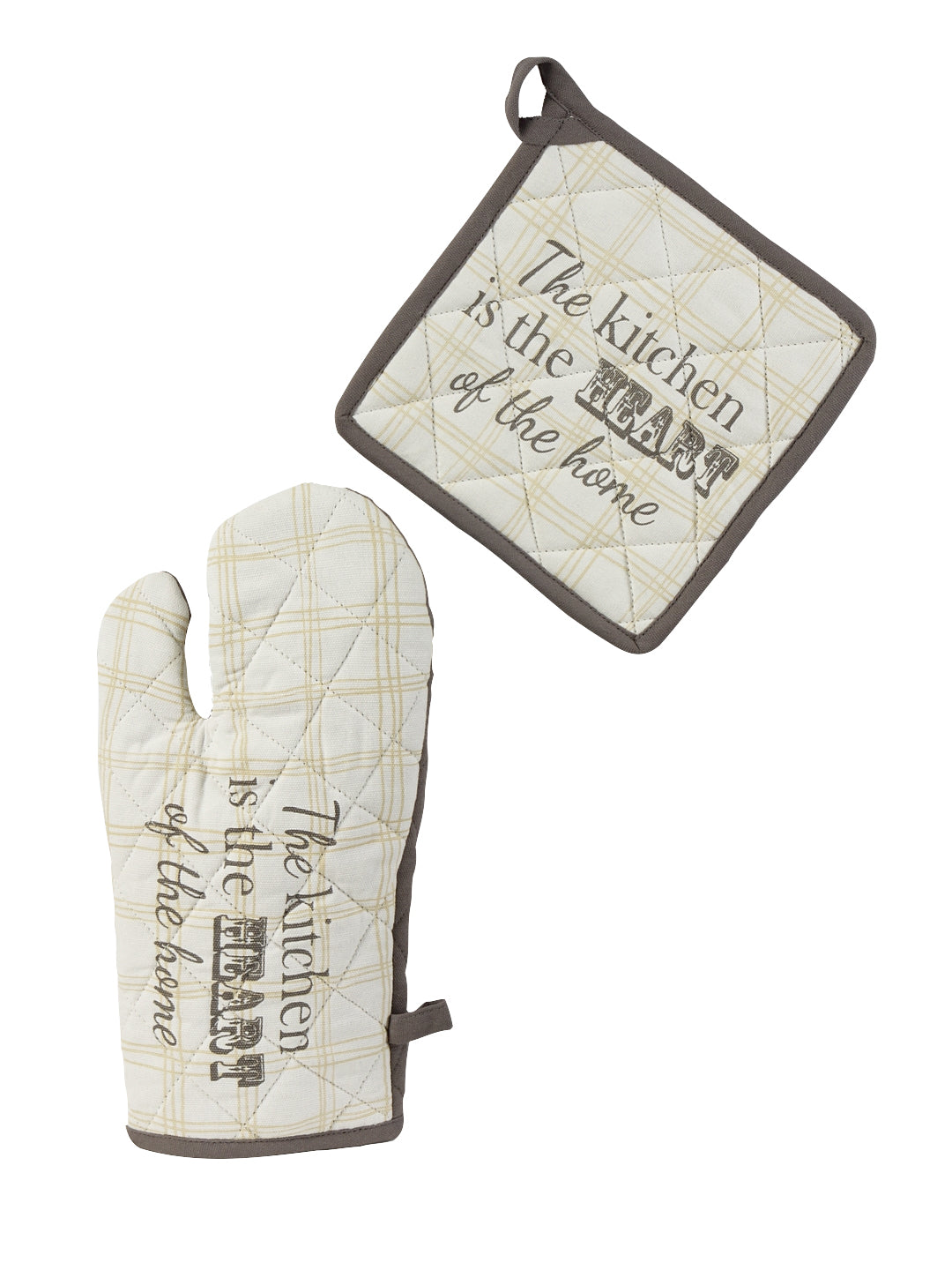 Blanc9 Set of Zesty Check Cotton Oven Mitt & Potholder