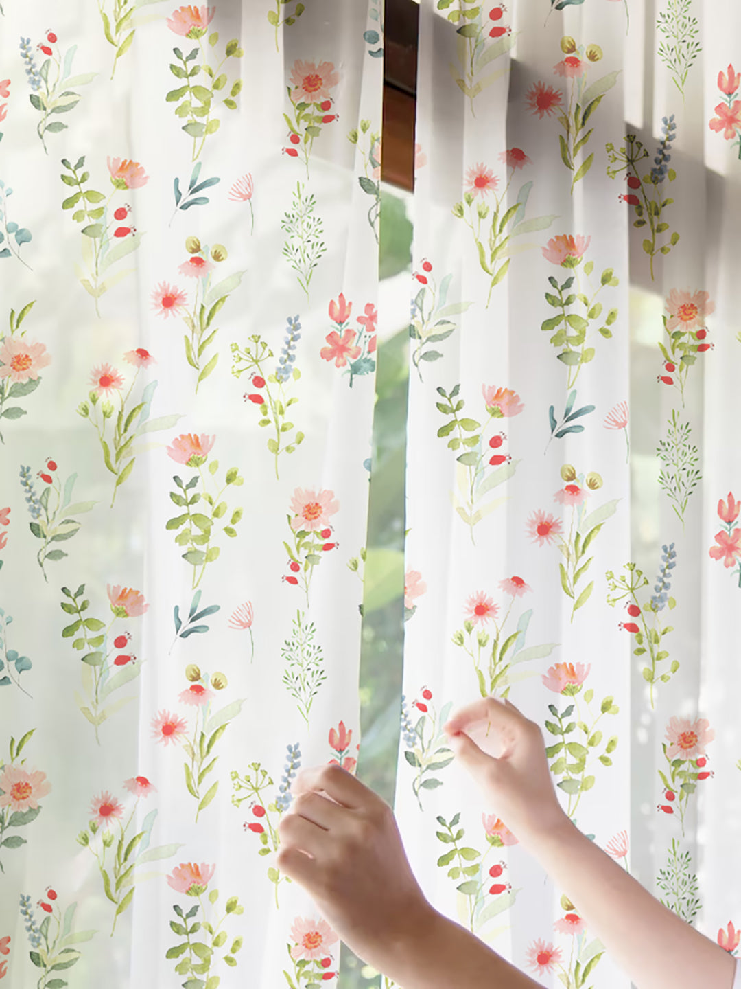 Set Of 2 Flora Digitally Printed 7Ft. Curtain Sheer