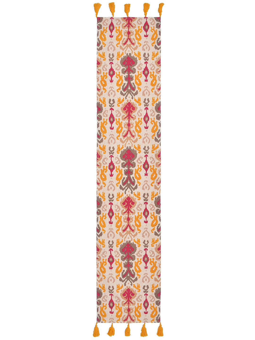Blanc9 Rangbahar Ikat 100% Cotton Yellow 4/6 Seater Table runner