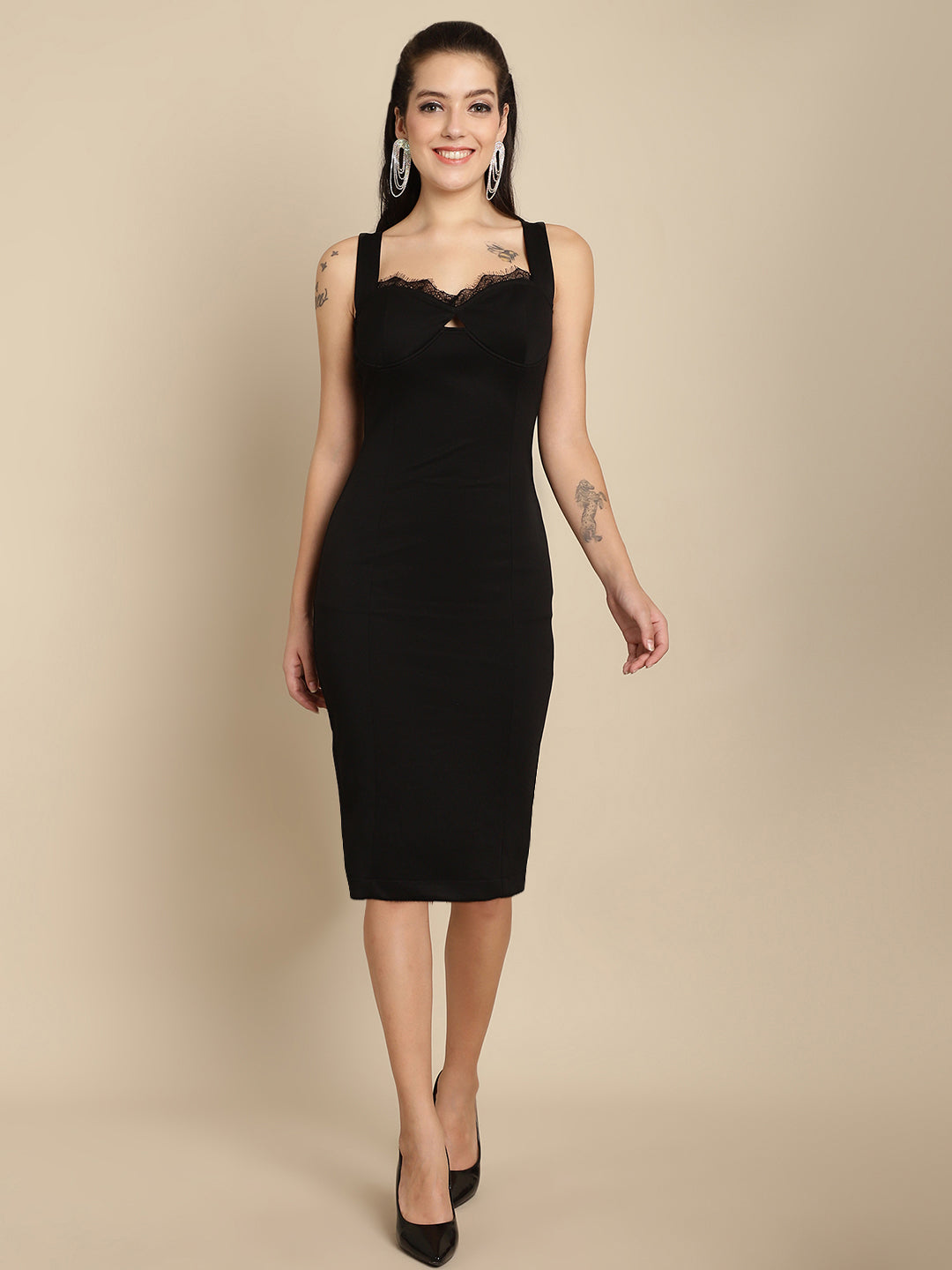 BLANC9 Black Bodycon Cut-Out Dress- B9DR170B