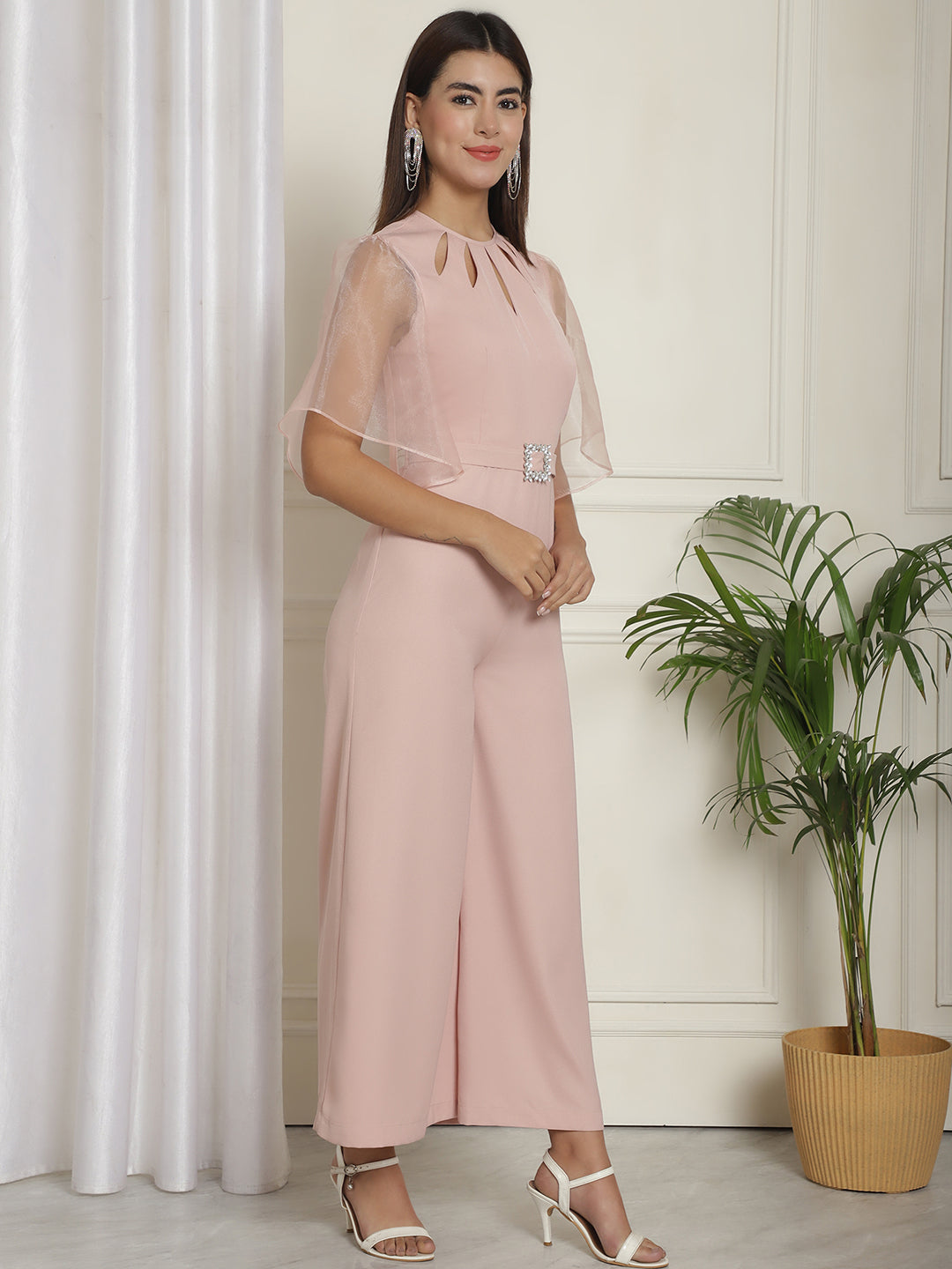BLANC9 Cut-Out Neckline Peach Jumpsuit-B9JS03P