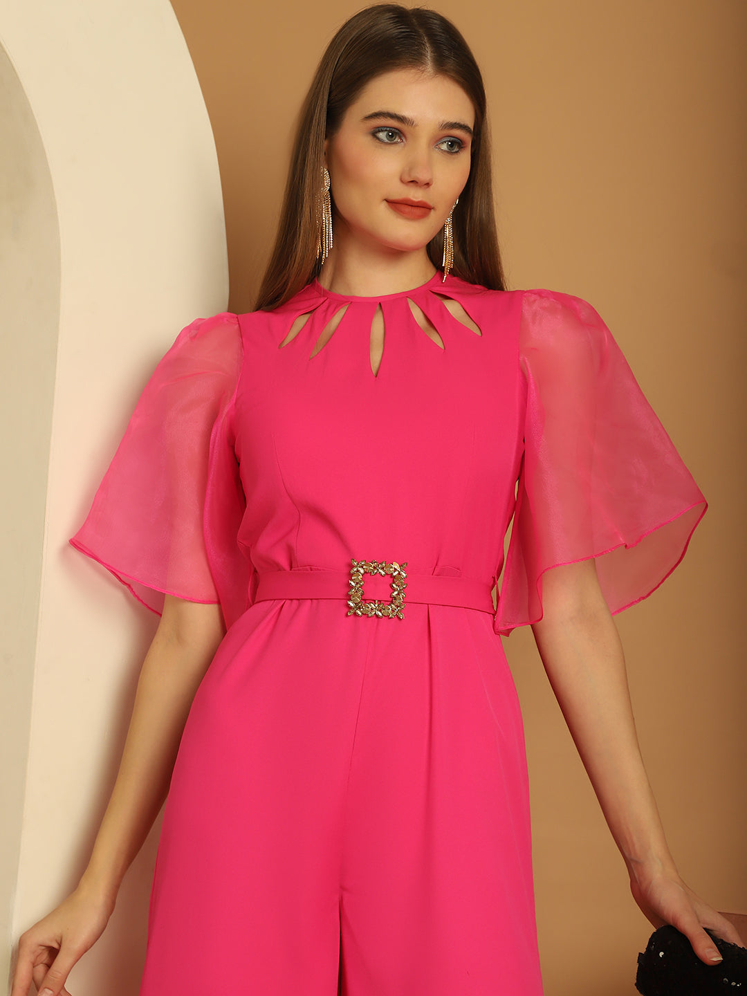 BLANC9 Cut-Out Neckline Pink Jumpsuit-B9JS03