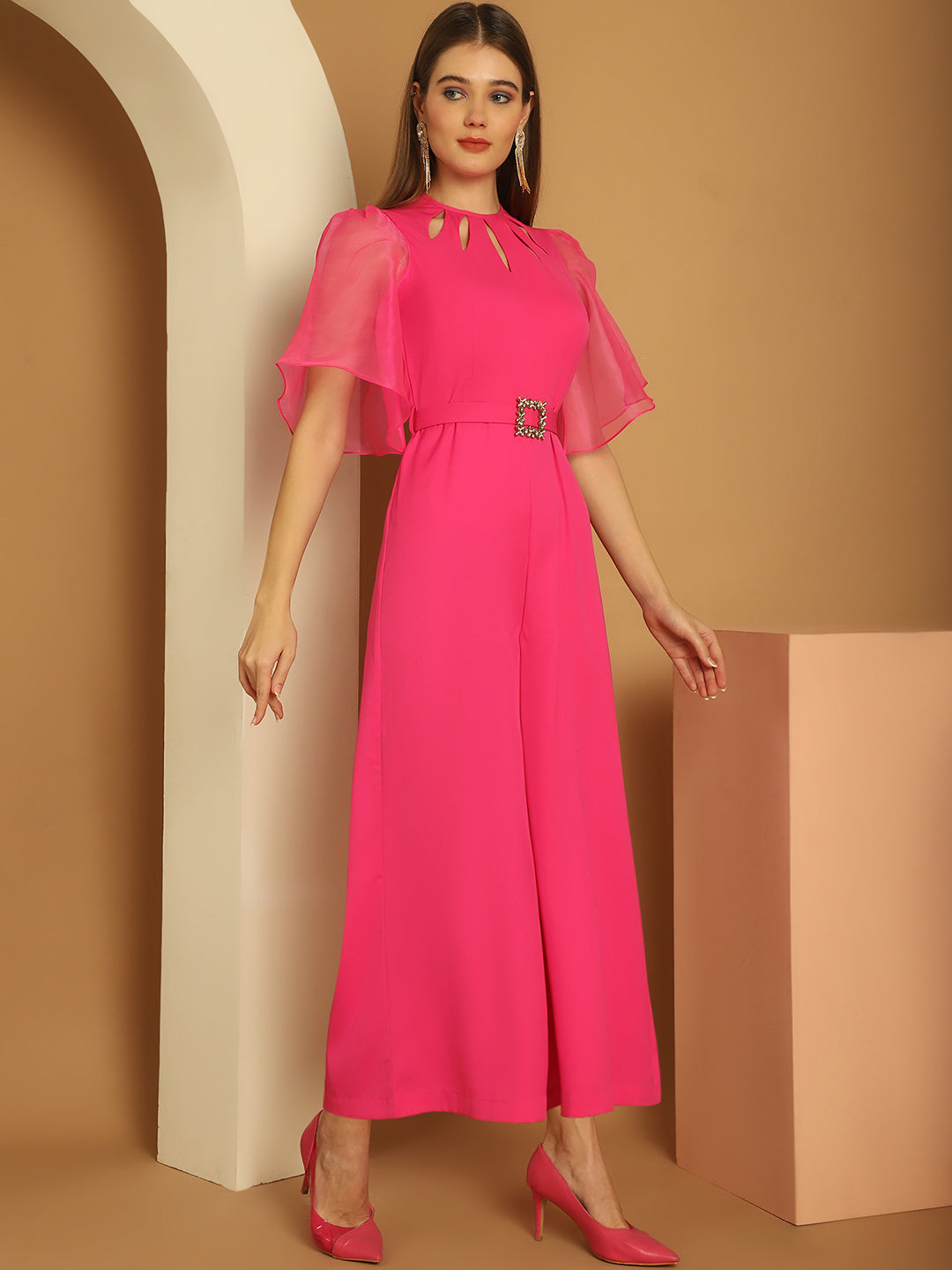 BLANC9 Cut-Out Neckline Pink Jumpsuit-B9JS03