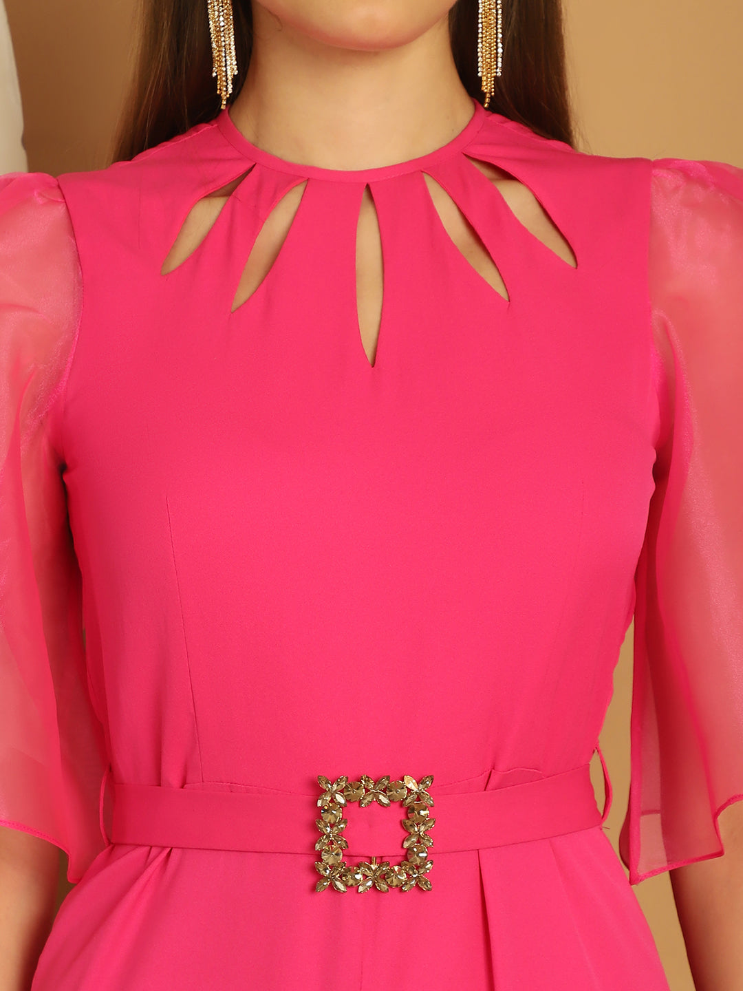 BLANC9 Cut-Out Neckline Pink Jumpsuit-B9JS03