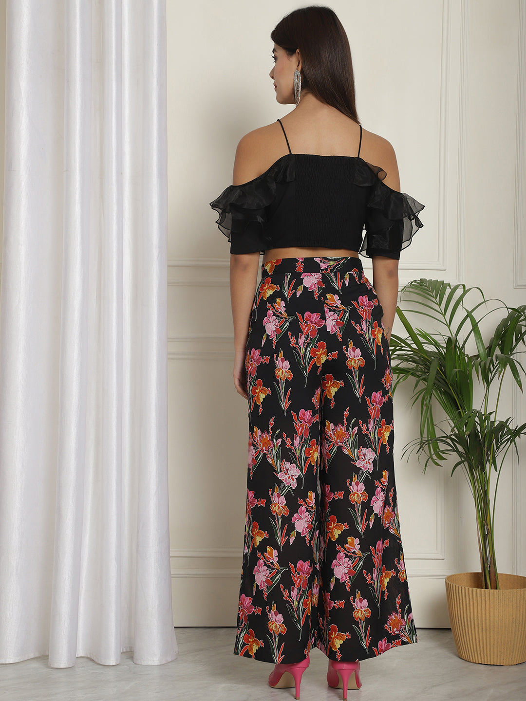 BLANC9OrganzaDetailTopWithFloralTrouser-B9ST184