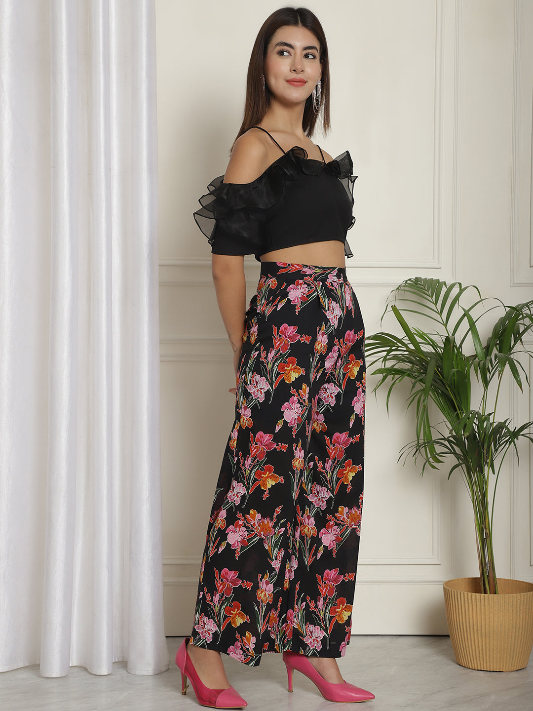 BLANC9OrganzaDetailTopWithFloralTrouser-B9ST184